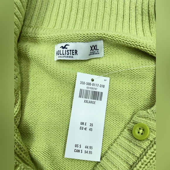 (NWT) Hollister NWT Pistachio Green Cropped Button Front Cardigan XXL - Picture 2 of 8